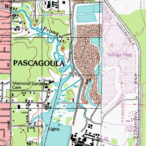 Topographic Map of West Prong Bayou Casotte, MS