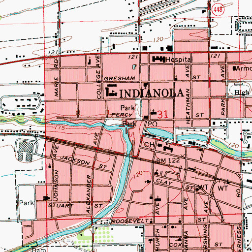 Topographic Map of West Prong Indian Bayou, MS