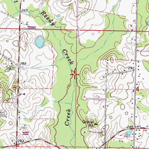 Topographic Map of West Reedy Creek, MS