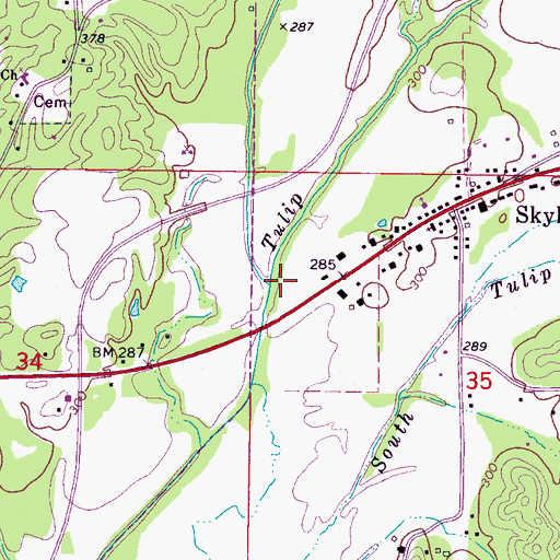 Topographic Map of West Tulip Creek, MS