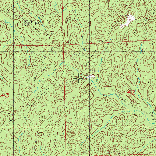 Topographic Map of Westberry Cemetery, MS