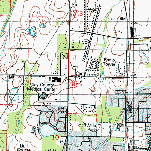 Topographic Map of Westbrook Cemetery, MS