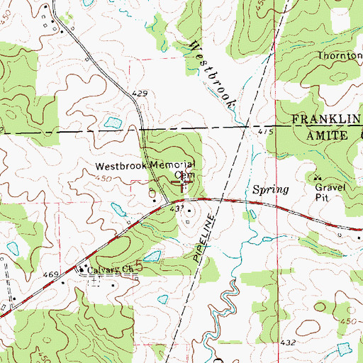 Topographic Map of Westbrook Memorial Cemetery, MS