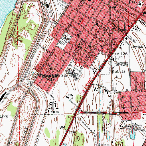 Topographic Map of Weston High School, MS