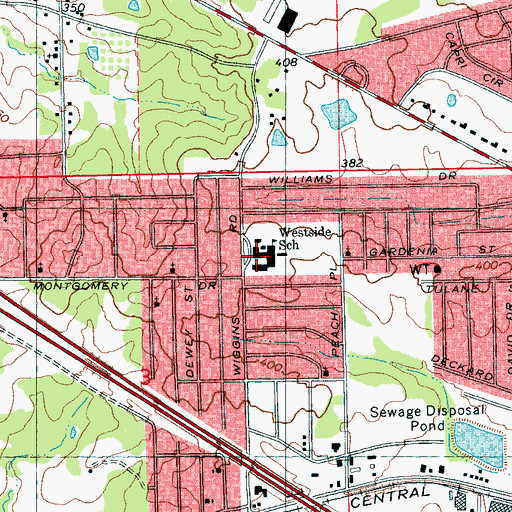 Topographic Map of Westside School, MS