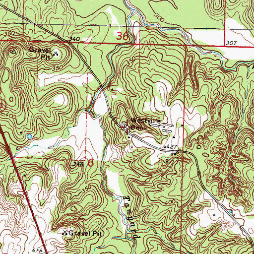 Topographic Map of Westville Cemetery, MS