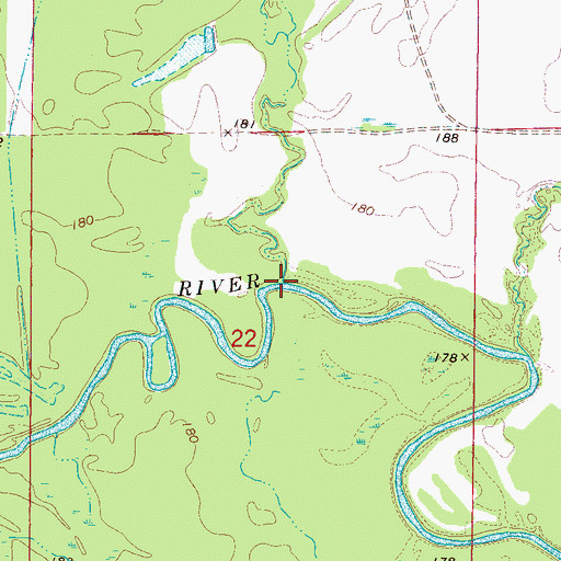 Topographic Map of Wet Water Creek, MS