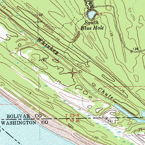 Topographic Map of Whiskey Chute, MS