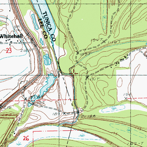 Topographic Map of Whiskey Chute, MS