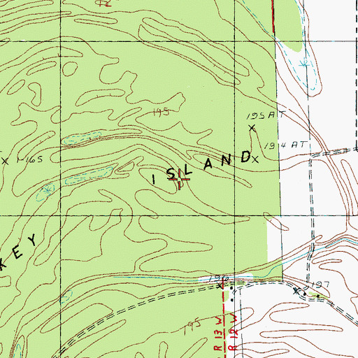 Topographic Map of Whiskey Island, MS