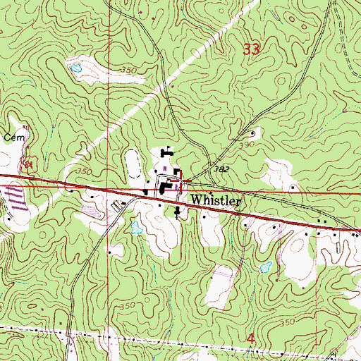 Topographic Map of Whistler, MS