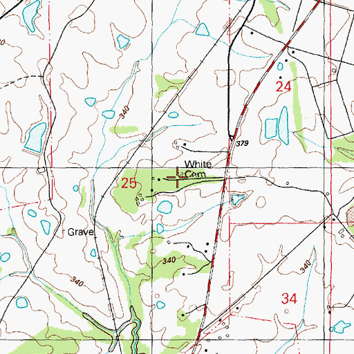 Topographic Map of White Cemetery, MS
