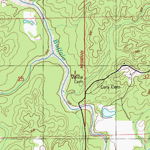 Topographic Map of White Cemetery, MS