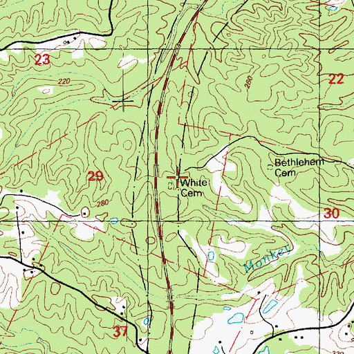 Topographic Map of White Cemetery, MS