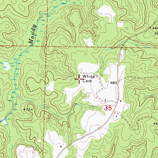 Topographic Map of White Cemetery, MS
