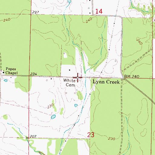 Topographic Map of White Cemetery, MS