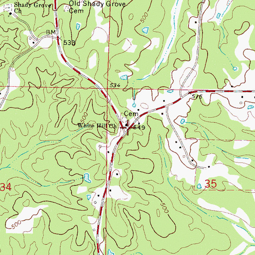 Topographic Map of White Hill Church, MS