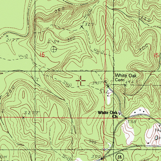Topographic Map of White Oak Cemetery, MS