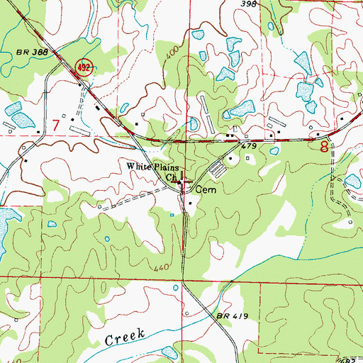 Topographic Map of White Plains Church, MS