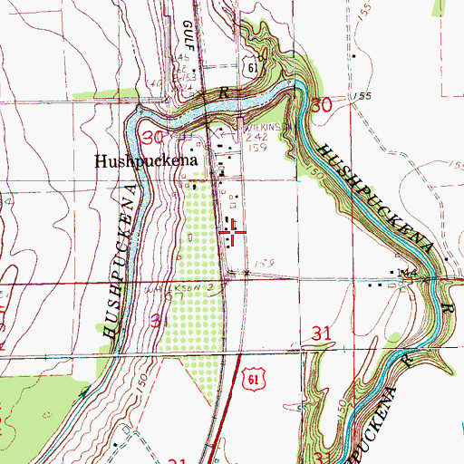 Topographic Map of White Plains Church, MS