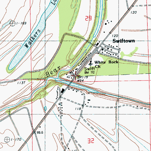 Topographic Map of White Rock Church, MS