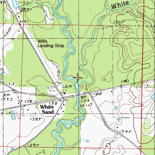 Topographic Map of White Sand Creek, MS