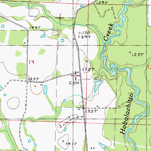 Topographic Map of White Sand School, MS