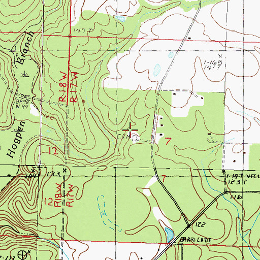 Topographic Map of Whitehead Cemetery, MS