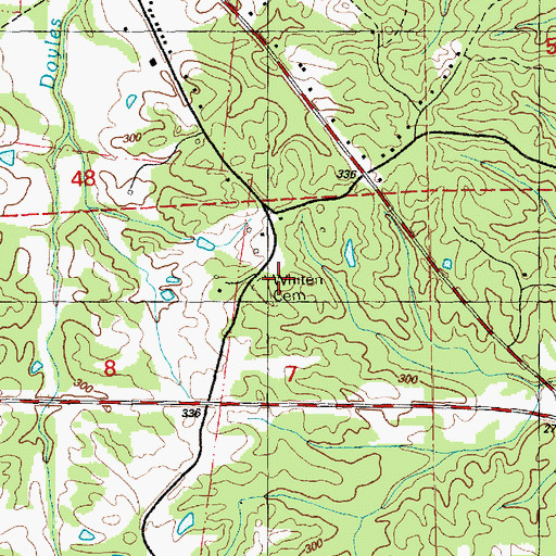 Topographic Map of Whiten Cemetery, MS