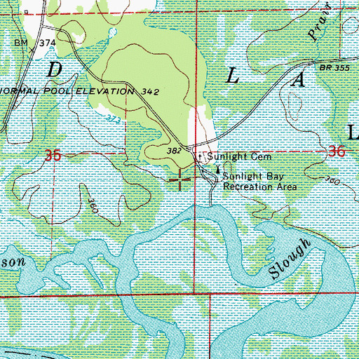 Topographic Map of Ward School (historical), AR