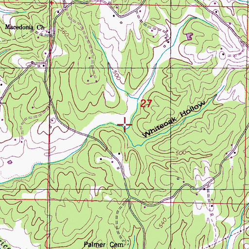 Topographic Map of White Oak Hollow, MS