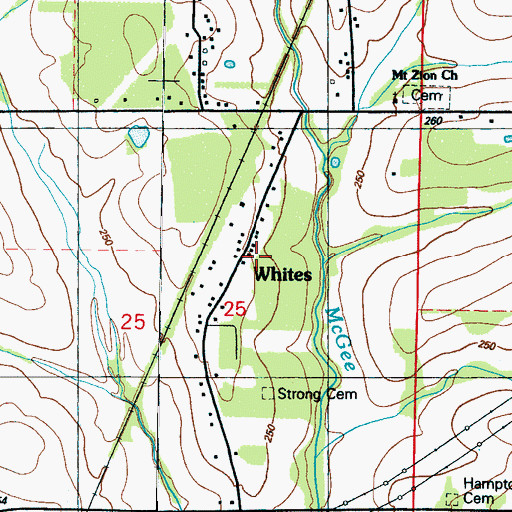 Topographic Map of Whites, MS