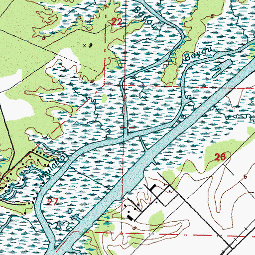 Topographic Map of Whites Bayou, MS