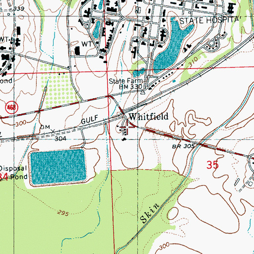 Topographic Map of Whitfield, MS