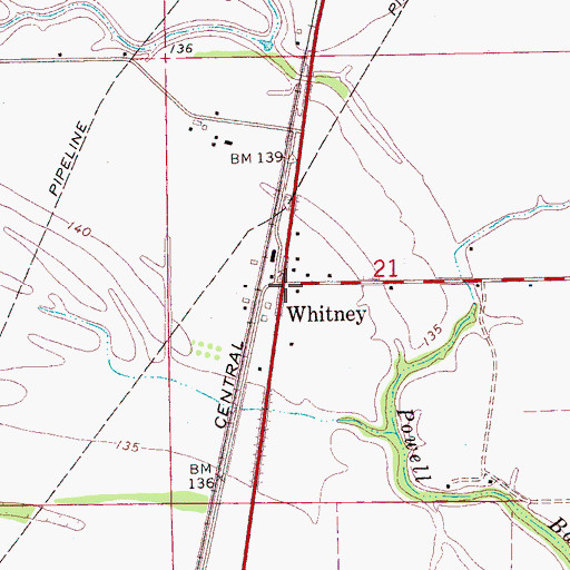 Topographic Map of Whitney, MS