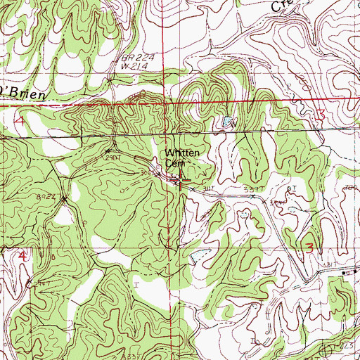 Topographic Map of Whitten Cemetery, MS