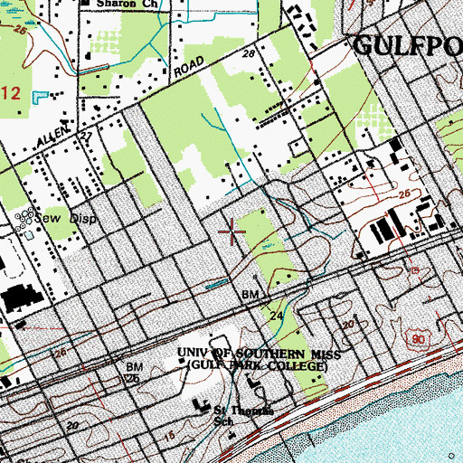Topographic Map of Widow North Ladner Claim, MS