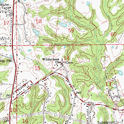 Topographic Map of Wilderness Church, MS