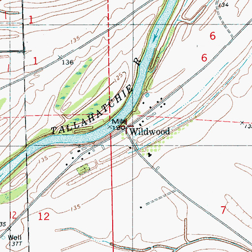 Topographic Map of Wildwood, MS