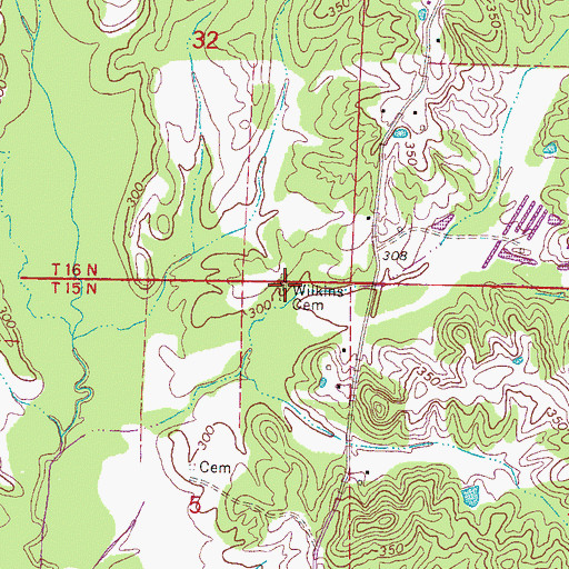 Topographic Map of Wilkins Cemetery, MS