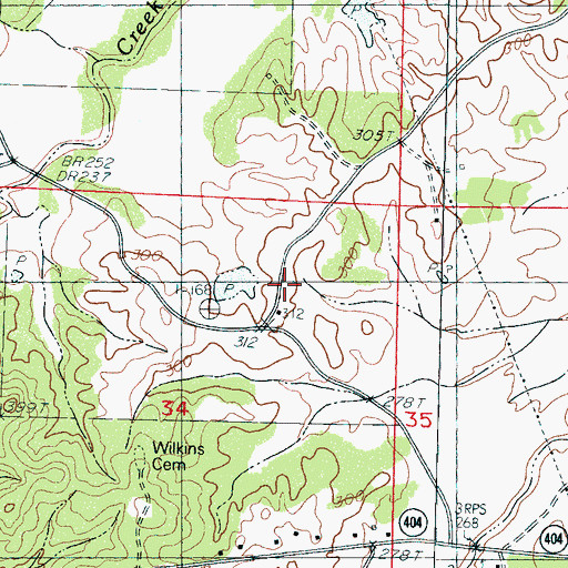 Topographic Map of Wilkins Cemetery, MS