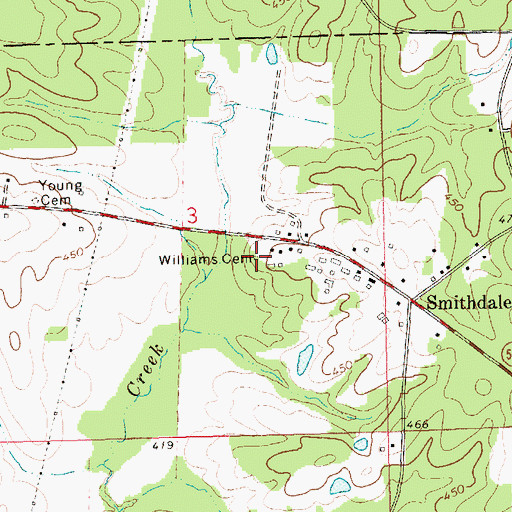 Topographic Map of Williams Cemetery, MS