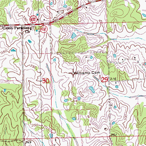 Topographic Map of Williams Cemetery, MS