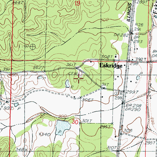 Topographic Map of Williams Cemetery, MS