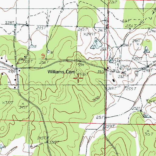 Topographic Map of Williams Cemetery, MS