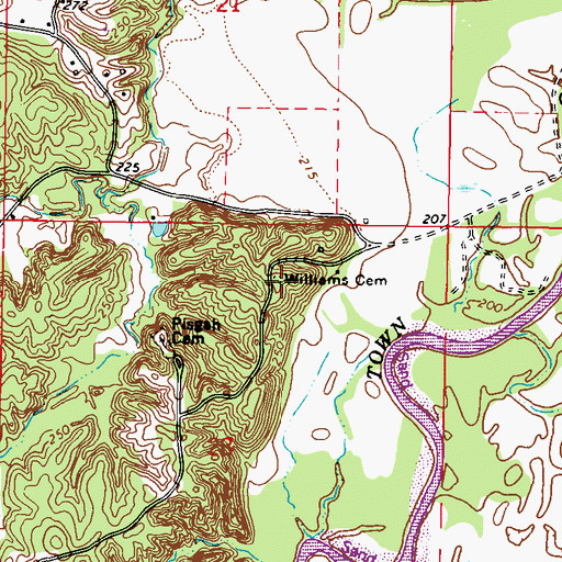 Topographic Map of Williams Cemetery, MS