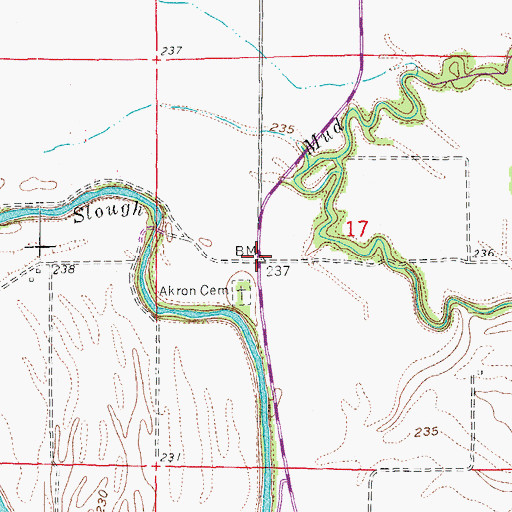 Topographic Map of Akron (historical), AR