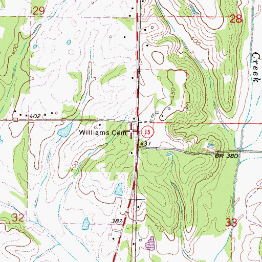 Topographic Map of Williams Cemetery, MS