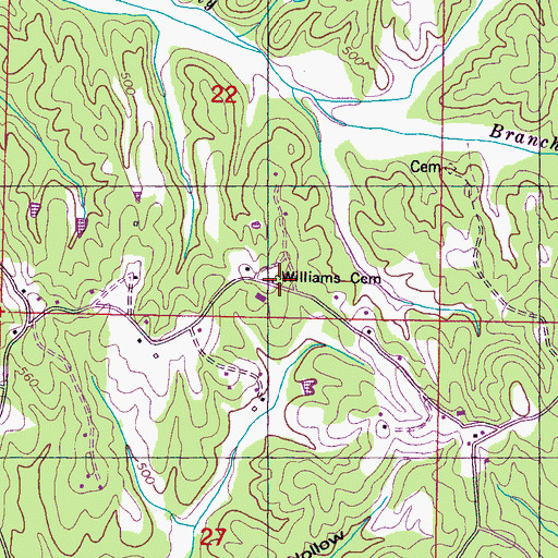 Topographic Map of Williams Cemetery, MS