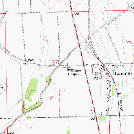 Topographic Map of Williams Chapel, MS